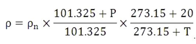 Relationship between fluid specific gravity and density