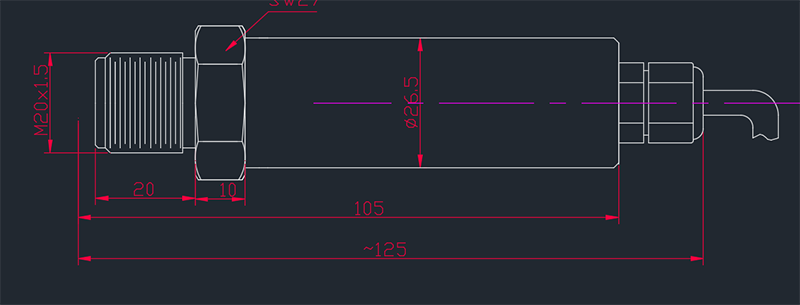 SI-90 High Frequency Pressure Sensor reference dimensions